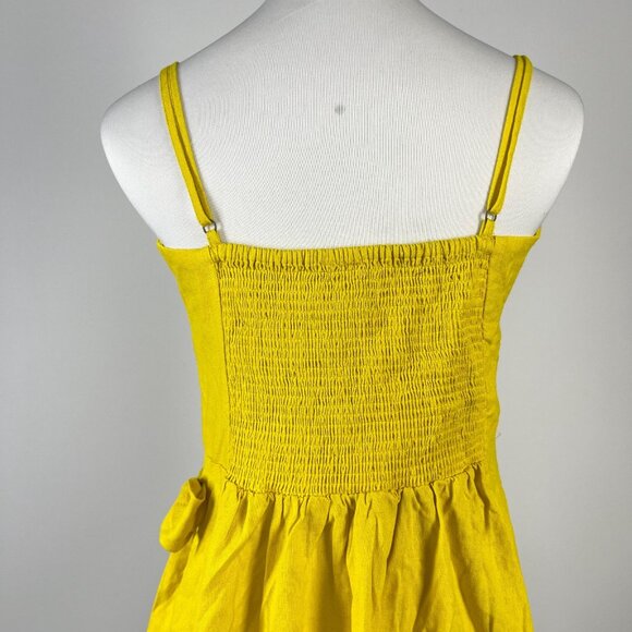 NWOT Farm Rio Yellow Linen Blend Bow-Knot Sleeveless Mini Dress Size M - Picture 8 of 12